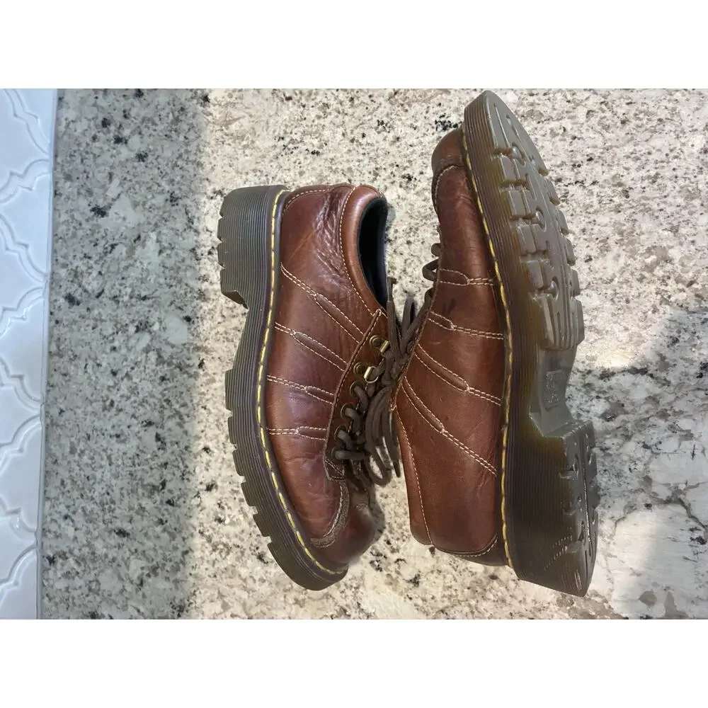Dr. Martens 11306 Brown Leather Oxford Shoes Mens 8 Low Top Chunky Preppy AW004